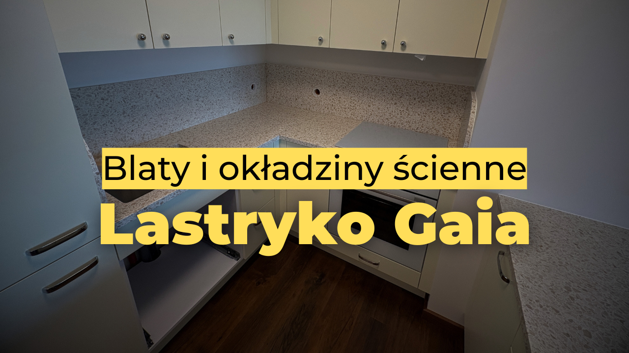 Kuchnia wykończona blatami i okładzinami ściennymi z lastryko Gaia