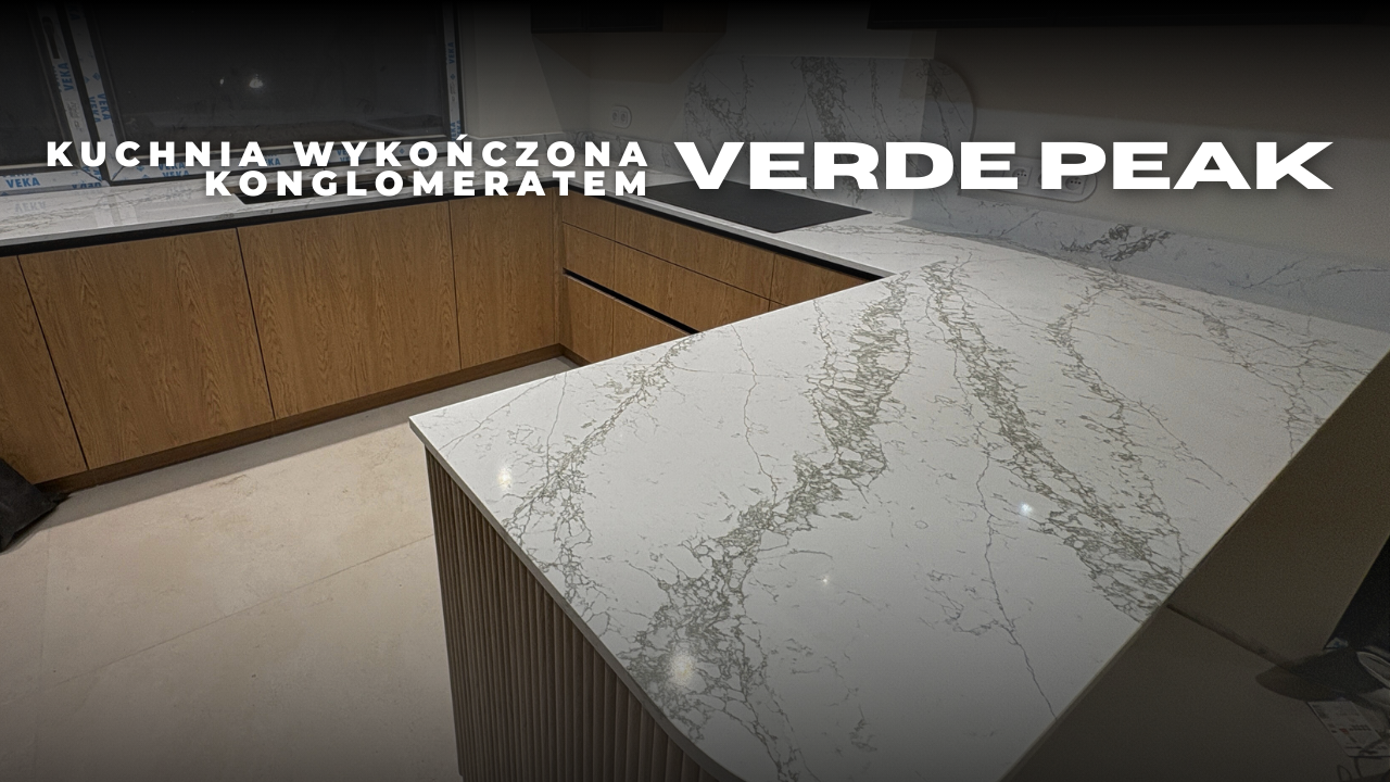 kuchnia wykończona konglomeratem Verde Peak - blaty i okładziny