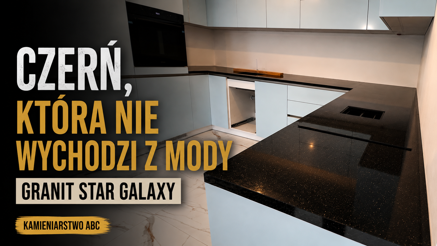 Star Galaxy - czarny granit z iskierkami w kuchni