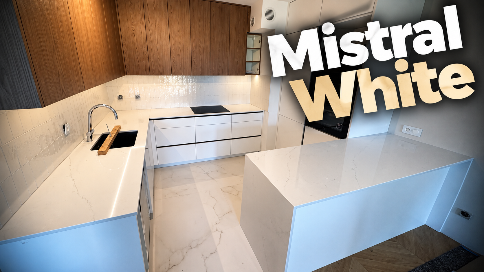 Blaty oraz wyspa z zaciętą nogą wykonane z konglomeratu Mistral White